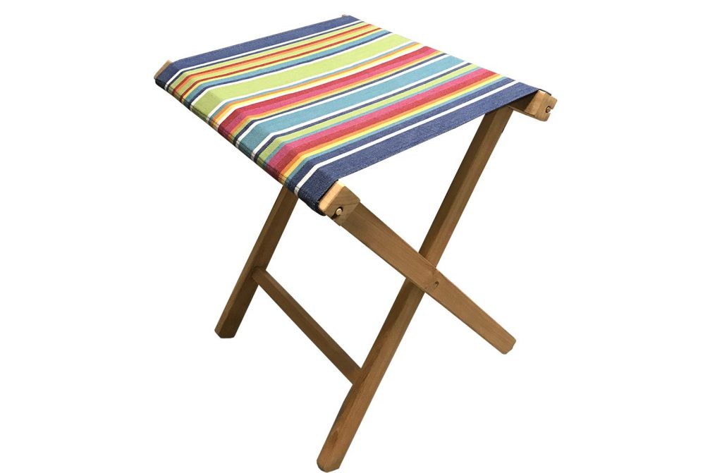 striped folding wooden stools