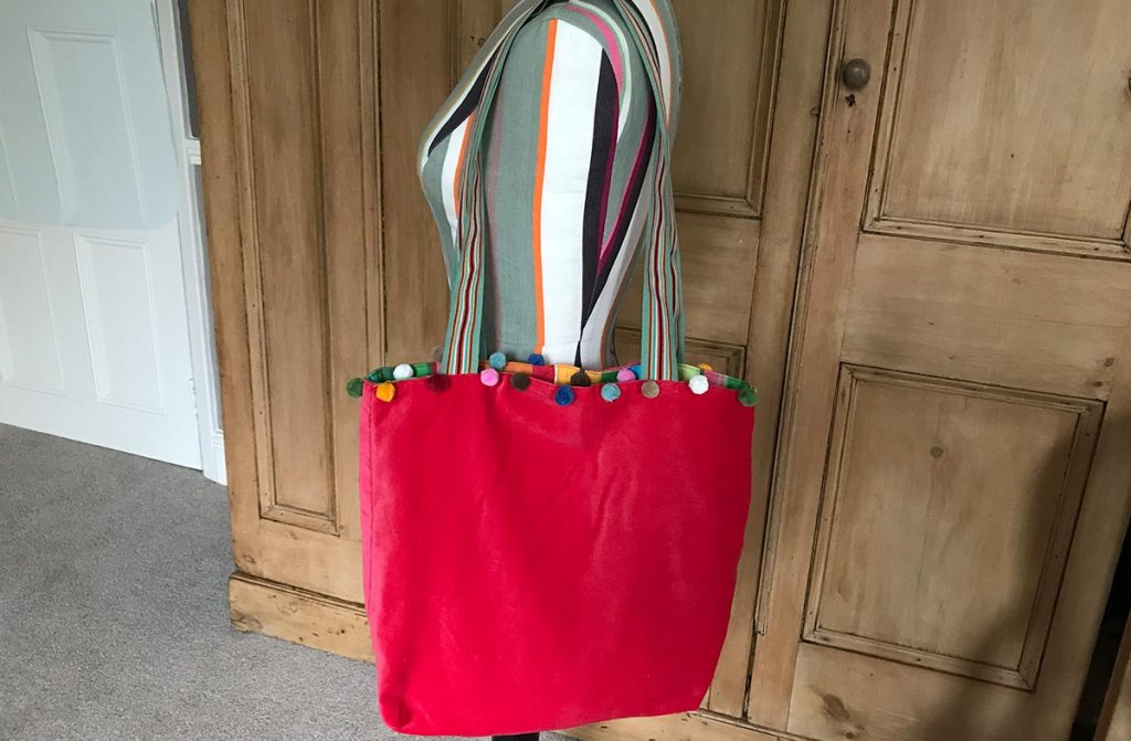 Coral Red Velvet Reversible Tote Bag